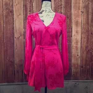 Pink floral print romper